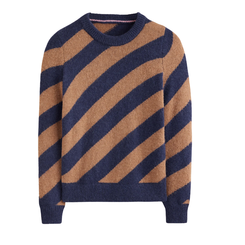 Fluffy Diagonal Stripe Sweater